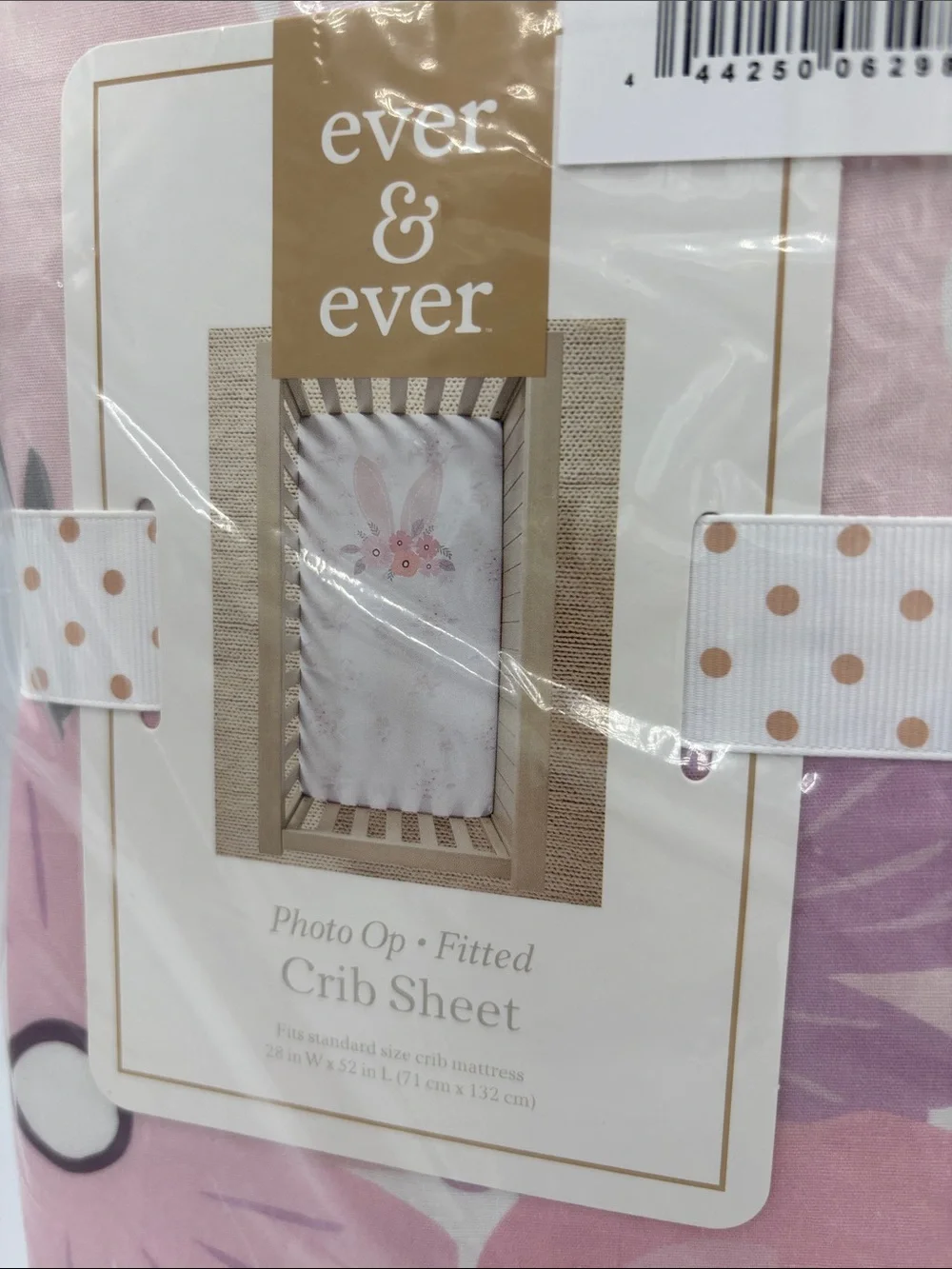 Ever & Ever Photo Op Baby Bunny Flower Crown 100% Cotton Fitted Crib Sheet